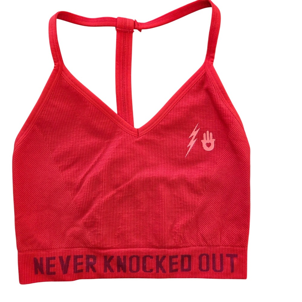 NWT Spiritual Gangster Never Knocked Out Icon T Back Seamless Rib Sports Bra